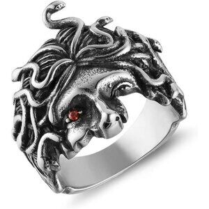 Medusa Ring for Men Stainless Steel Gothic Punk Gorgon Ring Retro Ring Size: 10